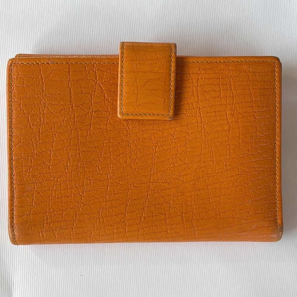 Vintage orange textured leather bi-fold wallet - Picture 5 of 16